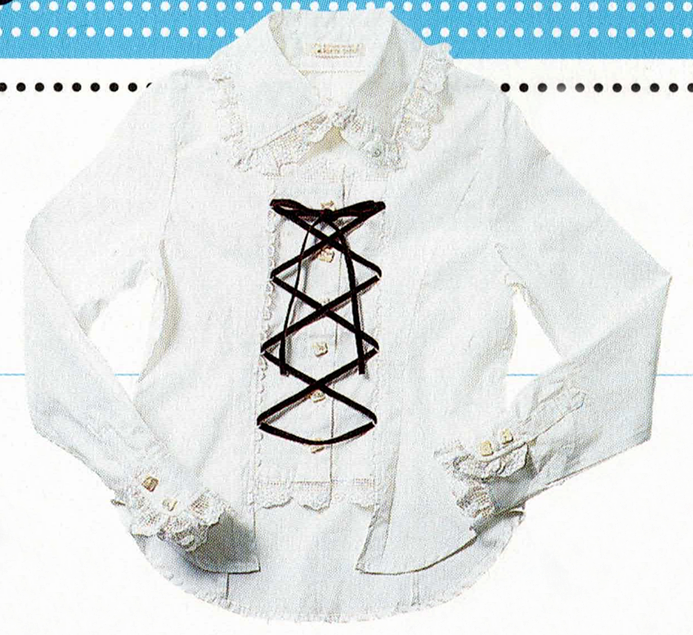 ★IVE レイ着用★ WAVY COLLAR RIBBON POINT CANCAN BLOUSE 2色 emerson-fry-s17-ribbons-blouse