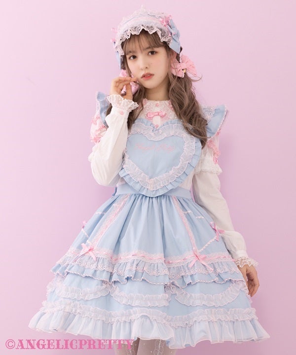 スカート Heart logo tiered skirt Heart Bib Skirt (Plain) (2025) by Angelic Pretty