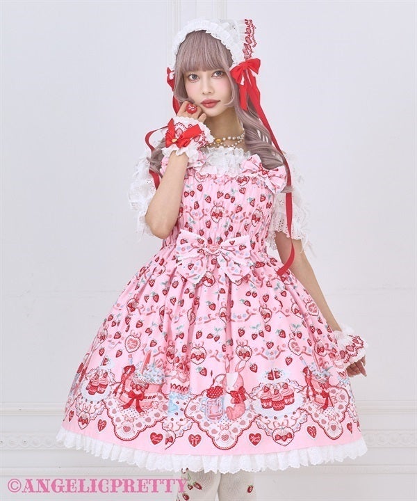 Strawberry Cake Party Shirring JSK by Angelic Pretty