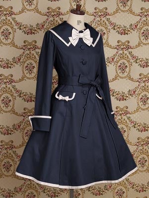 Mary magdalene アリーチェスプリングコート　ネイビー/生成り Mary magdalene アリーチェスプリングコートネイビー/生成り