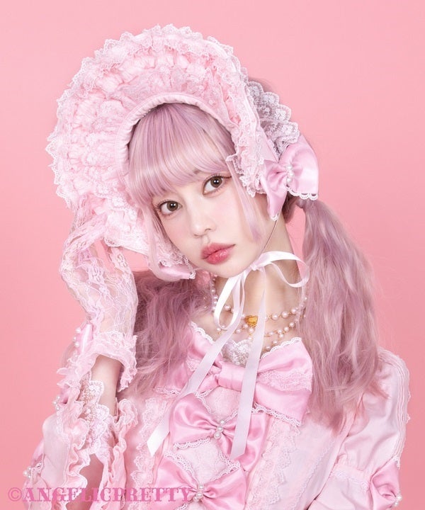 Angelic pretty アレルキナーダOP&ボンネットセット Lace-Up Angelic Princess Half Bonnet (2025) by Angelic Pretty