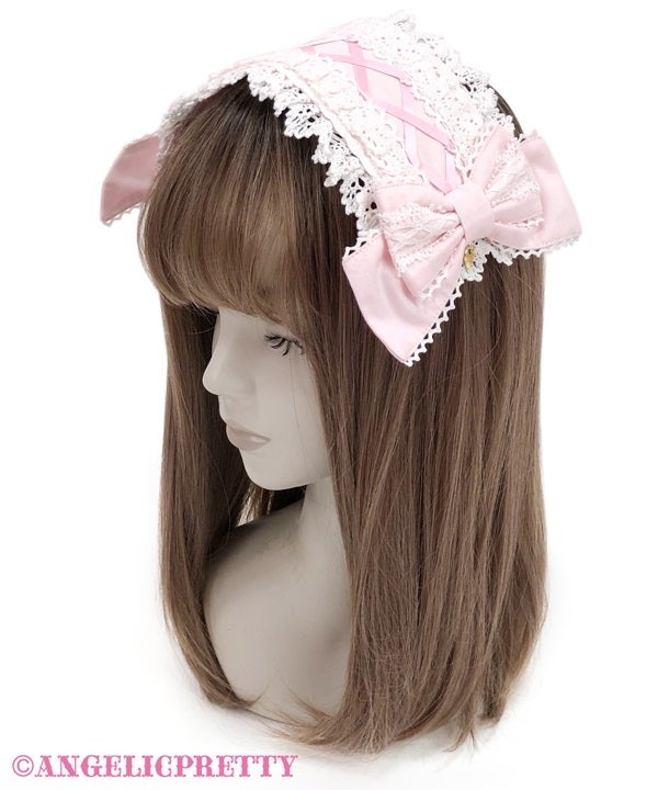 ヘアアクセサリー lace ribbon head dress black dependoll lace ribbon head dress white