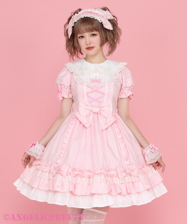 Angelic Pretty Dolly Girl 付け袖ワンピース+HD Dolly Girl Detachable Sleeves OP (Solid) (2025) by Angelic Pretty