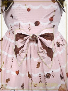 Fondant Chocolat Nounours Collection柄JSK Fondant Chocolat Nounours Collection Ribbon JSK by Baby, the