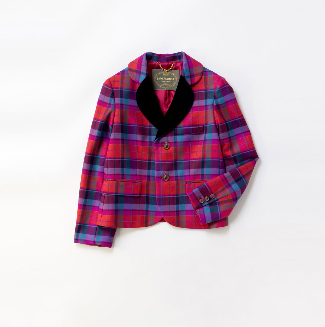 Jane Marple ジェーンマープル　タータンチェック　コート Tartan Check Velvet Lapel Jacket by Jane Marple