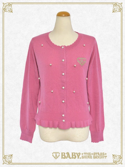 雪様♡herlipto☆Lace Pearl-Button Cardigan Drop-Shoulder Cashmere Cardigan with Pearl Button
