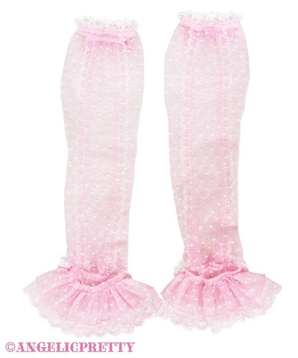 Heart Tulle Long Arm Warmers by Angelic Pretty