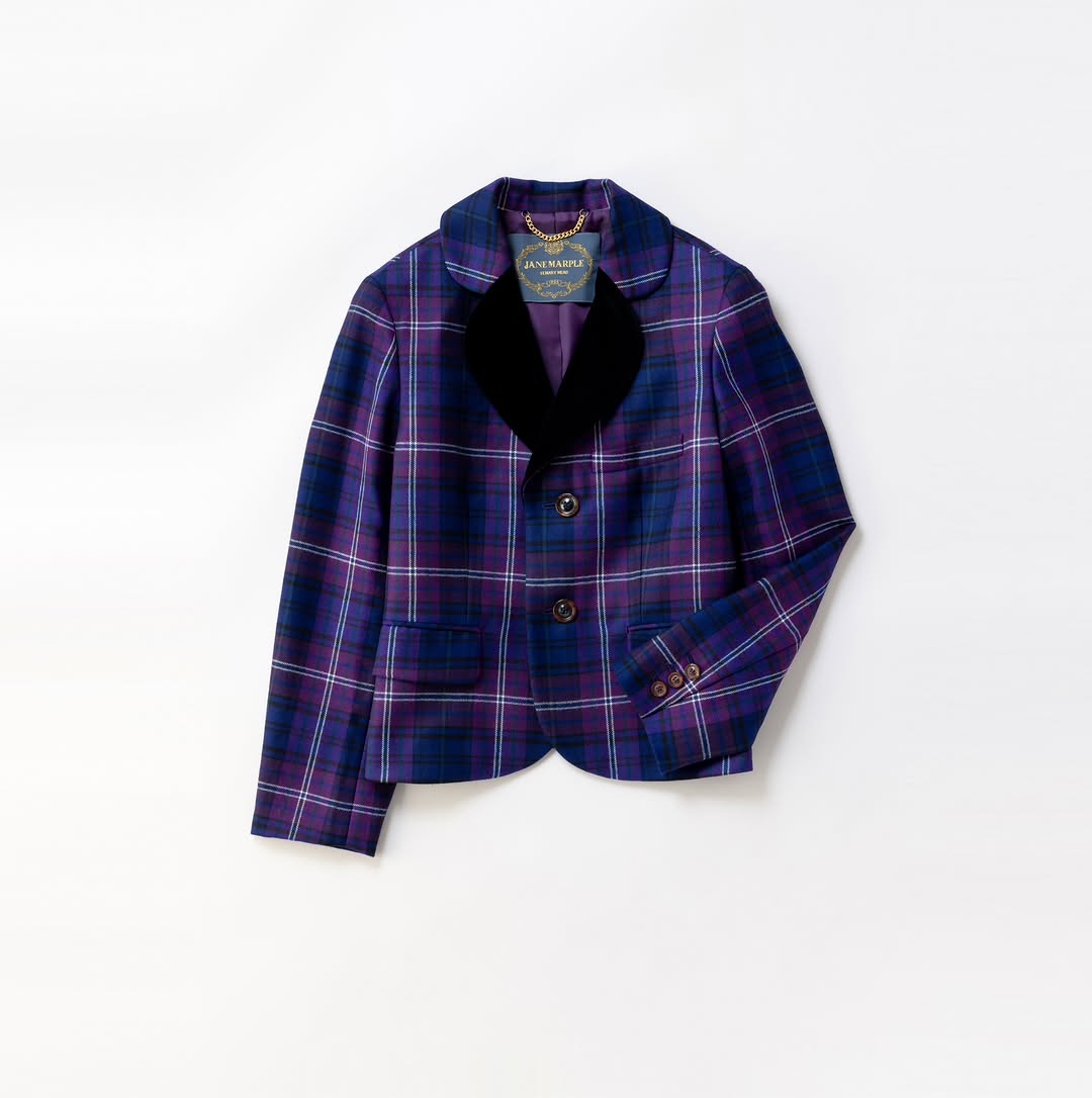 Tartan Check Velvet Lapel Jacket by Jane Marple