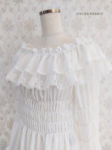 Lace Shirring Princess Sleeve Blouse by Atelier Pierrot Lace Shirring Princess Sleeve Blouse by Atelier Pierrot
