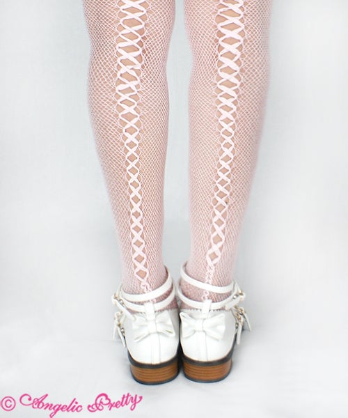 Lace-up Ribbon Tights (2020) by Angelic Pretty