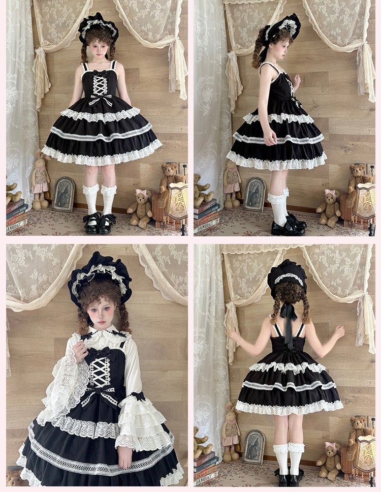 To Alice ~ Dark Chocolate Lace Box JSK by Chinese Indie Brand