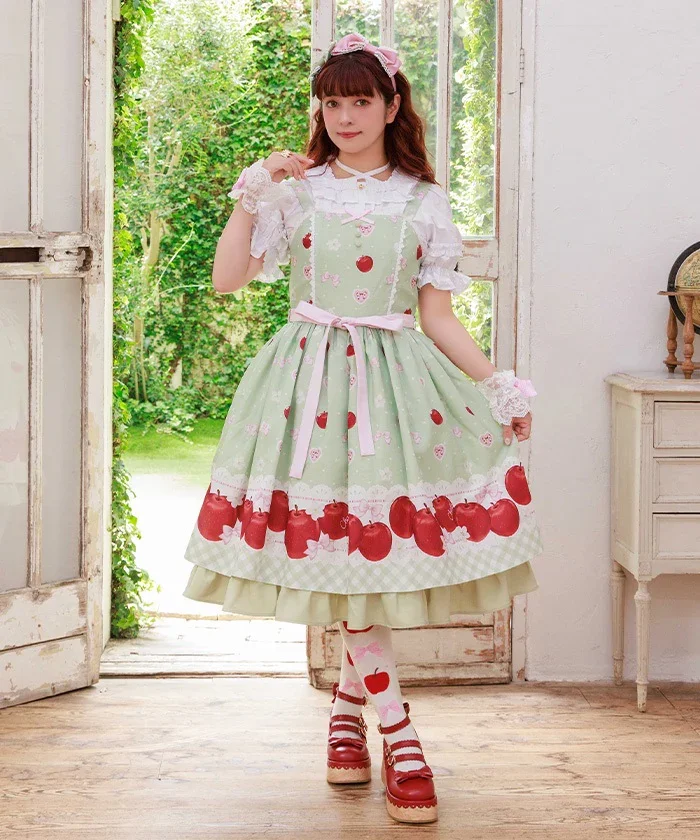 axes femme Chalmiereスウィーティアップルジャンスカ（白） Chalmiere ~ Sweetie Apple JSK by Axes Femme