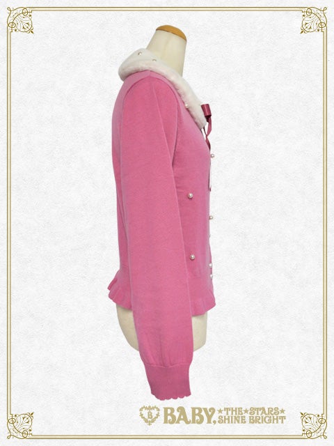 雪様♡herlipto☆Lace Pearl-Button Cardigan Drop-Shoulder Cashmere Cardigan with Pearl Button