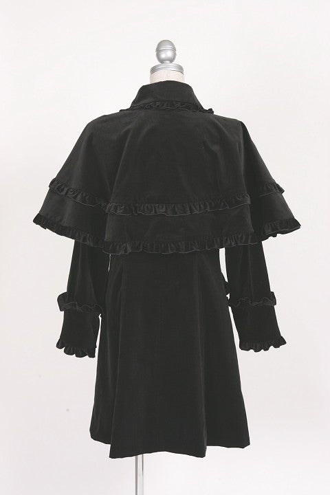 Peace Now ~ Velveteen Ruffle Coat with Cape by Black Peace Now