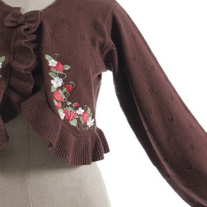 Chalmiere ~ Strawberry Embroidery Knit Bolero by Axes Femme