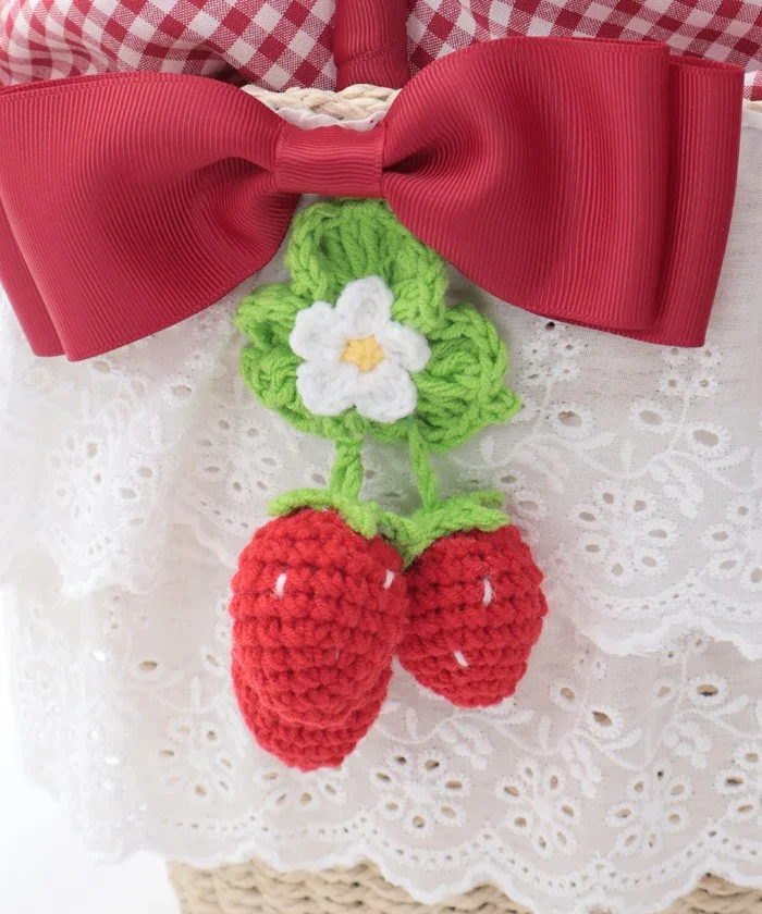 Kawaii ~ Strawberry Crochet Basket Bag by Axes Femme