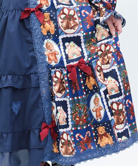 axes femme Chalmiereクリスマス柄ワンピース（紺） Chalmiere - Christmas Pattern OP by Axes Femme