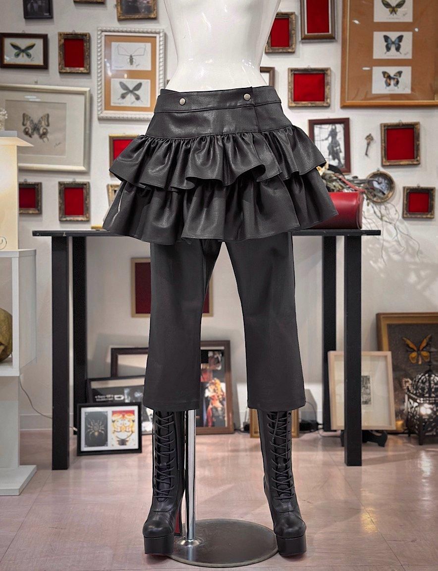 ★E.B.M★ Wrap Skirt Layered Pants EMP3WPT110 Wrap Layered Skirt Pants (BLACK) - 13MONTH | 60% - Asian