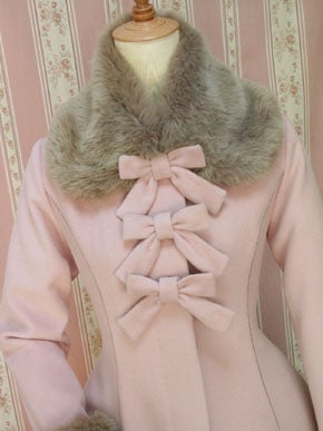 Angora Wool Lace-Up Ribbon Coat with Cape by Victorian Maiden