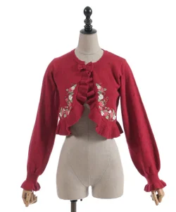 Chalmiere ~ Strawberry Embroidery Knit Bolero by Axes Femme Chalmiere ~ Strawberry Embroidery Knit Bolero by Axes Femme