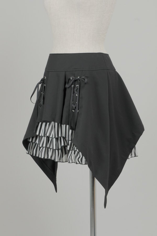 Peace Now ~ Striped Frill Lace-Up Mini Skirt by Black Peace Now