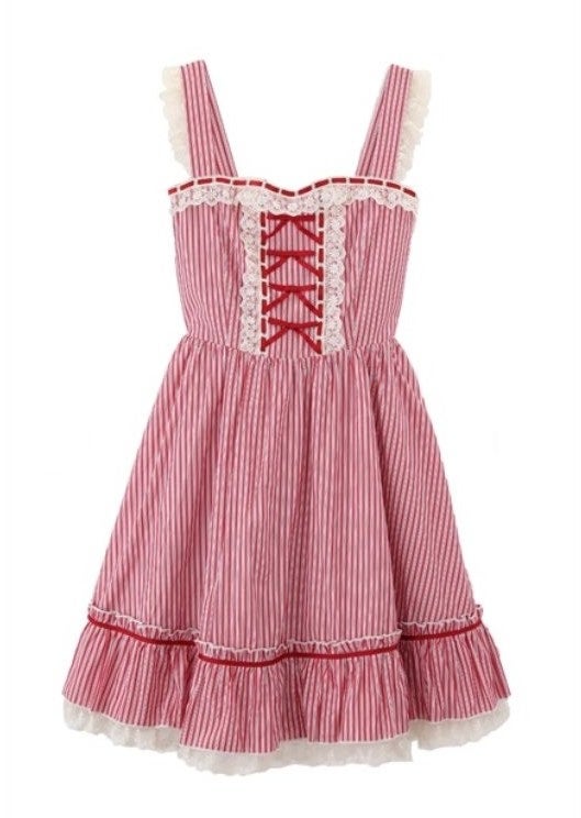 Kawaii ~ Ribbon x Stripe Flare JSK by Axes Femme