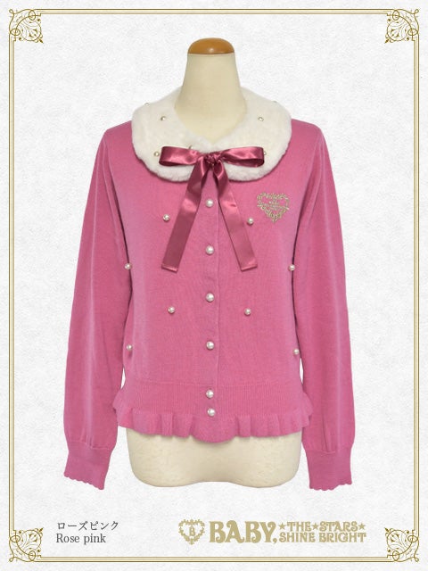 Pearl Cardigan with Fur Collar by Baby, the Stars Shine Bright