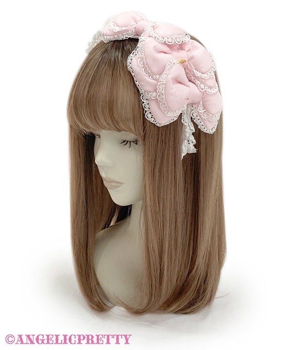 Angelic Pretty リボンカチューシャ ピンク Pukupuku Triple Ribbon Headband by Angelic Pretty