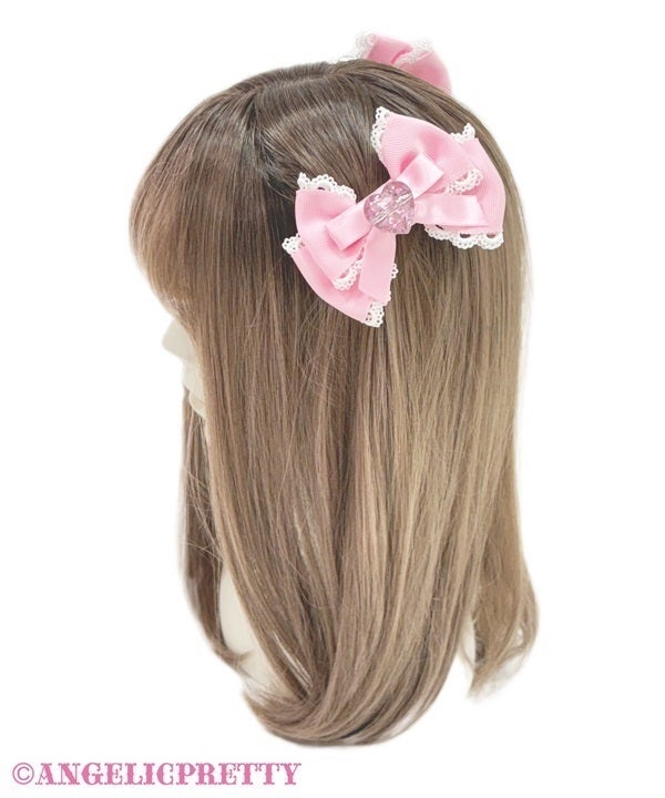 Crystal Heart Ribbon Clip Set by Angelic Pretty