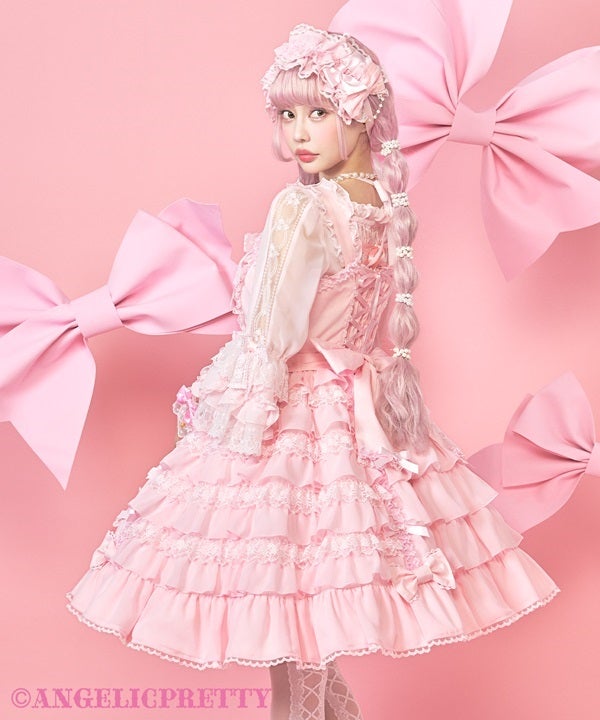 【新品未使用タグ付】恋するお姫様JSKセット 白×ピンク MTO] Princess in Love JSK (2025) by Angelic Pretty