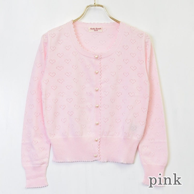 treaturself カーディガン TreatÜrself トリートユアセルフ ハートボタンニット