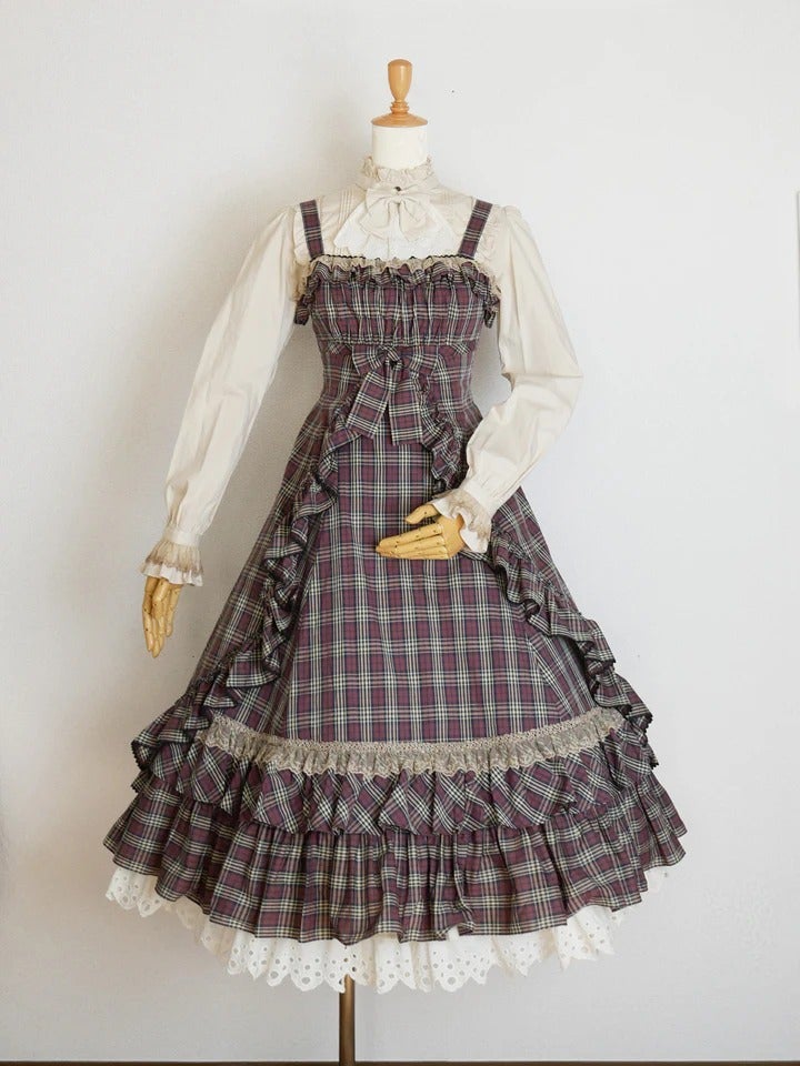 Classic Check Frill Ribbon JSK by Victorian Maiden