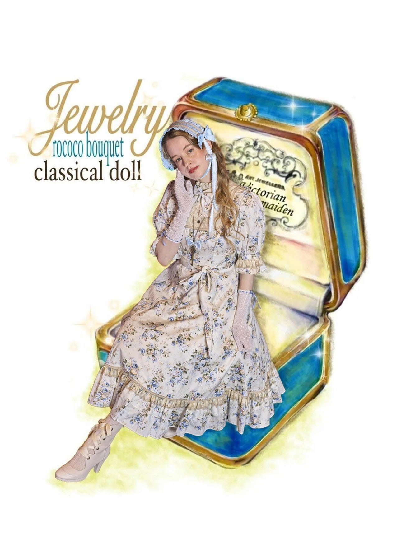 Jewelry Classical Doll Half Sleeve Long Dress OP (Rococo