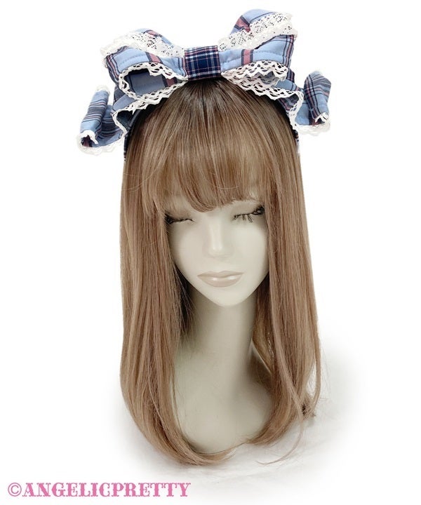 Pretty Twirling Head Bow (Tartan) (2025) by Angelic Pretty