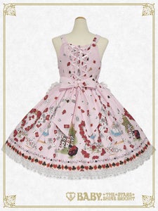 TRUMP ALICE柄ジャンパースカートⅡ型 ピンク TRUMP CARDS ALICE JSK TRUMP ALICE柄ジャンパースカートⅡ型 ピンク TRUMP CARDS ALICE JSK