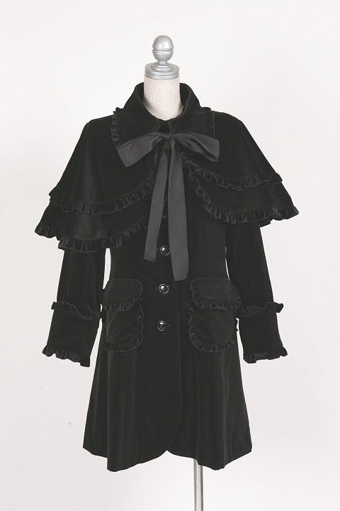 Peace Now ~ Velveteen Ruffle Coat with Cape by Black Peace Now
