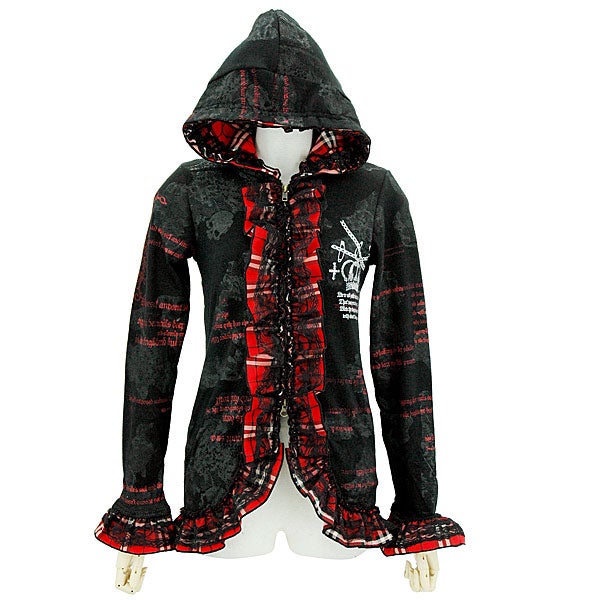 H.Jelly ~ Checkered Frill Lightweight Knit Zip-Up Parka by h.NAOTO
