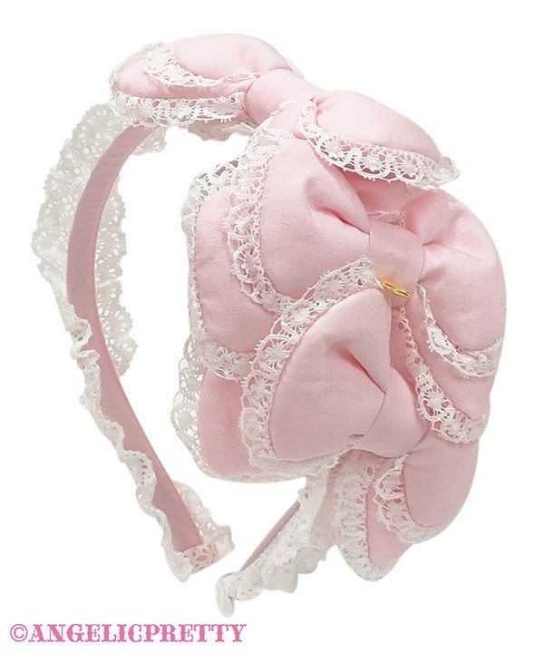 ★YEGG★RIBBON ANGORA BAND★リボンアンゴラバンド★ Pukupuku Triple Ribbon Headband by Angelic Pretty