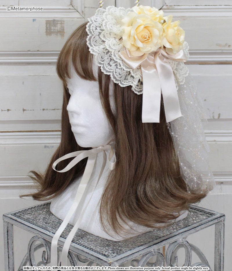 ヘアアクセサリー lace ribbon head dress black dependoll lace ribbon head dress white